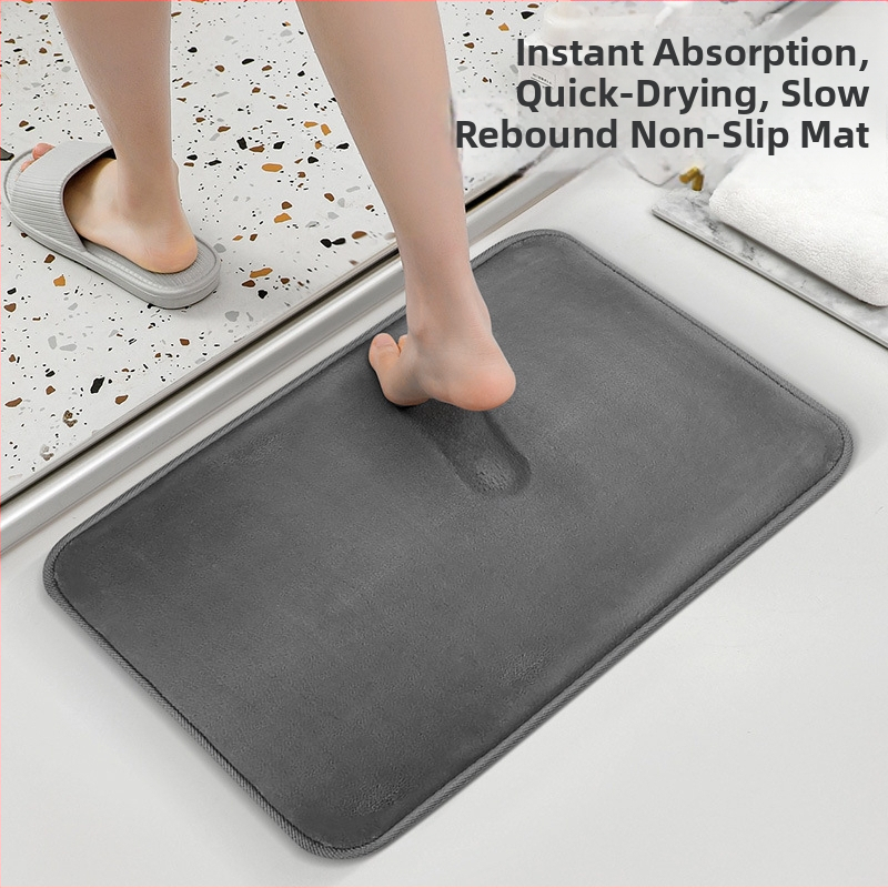 Vannas istabas paklājiņš — anti-slīdošs, mitrumu uzsūcošs, biezināts, ātri žūst (Materiāls: flaneles sūklis; Stils: moderns vienkāršs; Modelis: vienkrāsains; Piemērošana: vannas istaba; Funkcija: mitrumu uzsūkšana)