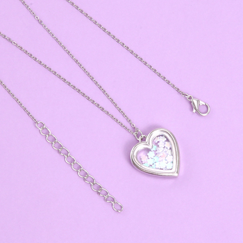 Detský náhrdelník s príveskom v tvare srdca zo zliatiny, vlnitá reťaz, kreslený štýl, nastaviteľné predĺženie