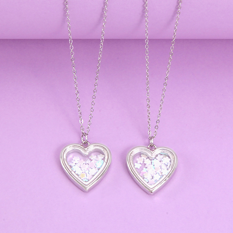 Detský náhrdelník s príveskom v tvare srdca zo zliatiny, vlnitá reťaz, kreslený štýl, nastaviteľné predĺženie