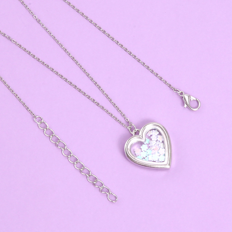 Detský náhrdelník s príveskom v tvare srdca zo zliatiny, vlnitá reťaz, kreslený štýl, nastaviteľné predĺženie