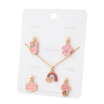 Colier pentru copii cu personaje de desene animate, aliaj, lanț în formă de valuri, lungime reglabilă, design multistrat