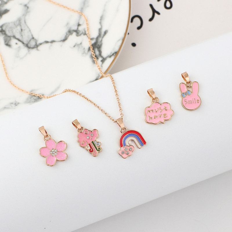 Colier pentru copii cu personaje de desene animate, aliaj, lanț în formă de valuri, lungime reglabilă, design multistrat