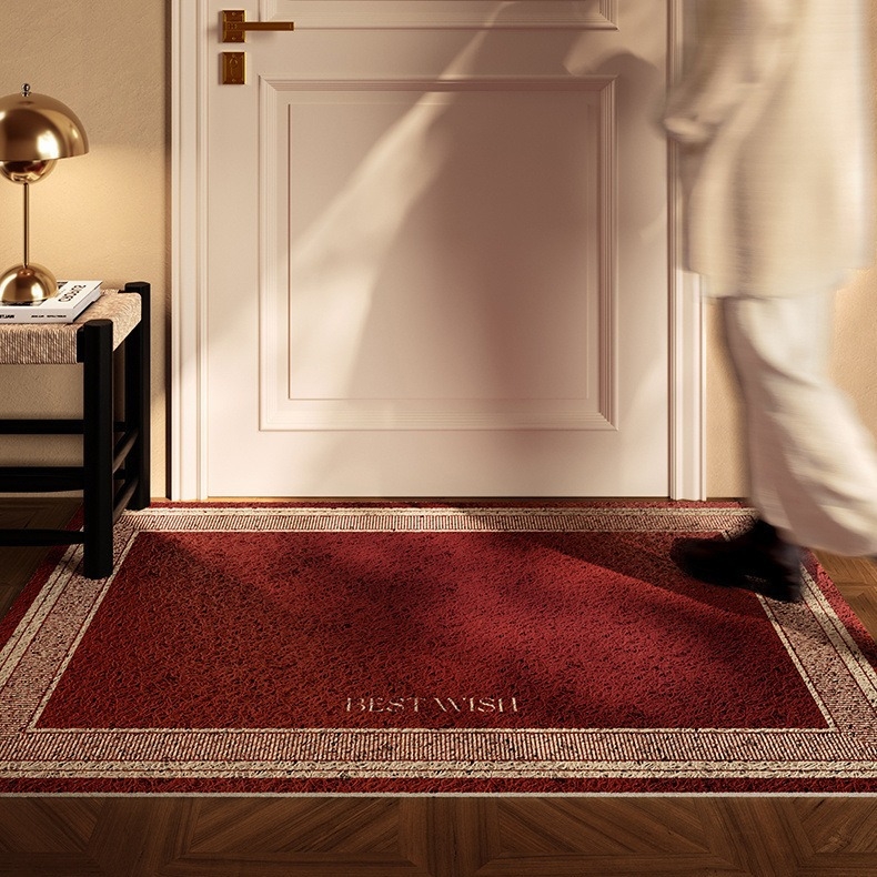 Covor de intrare din bucle de sârmă, pătrat, pentru bucătărie, baie, intrare și balcon, stil nou chinezesc