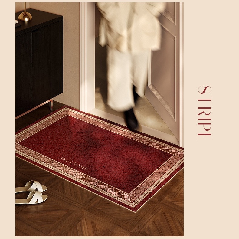 Covor de intrare din bucle de sârmă, pătrat, pentru bucătărie, baie, intrare și balcon, stil nou chinezesc