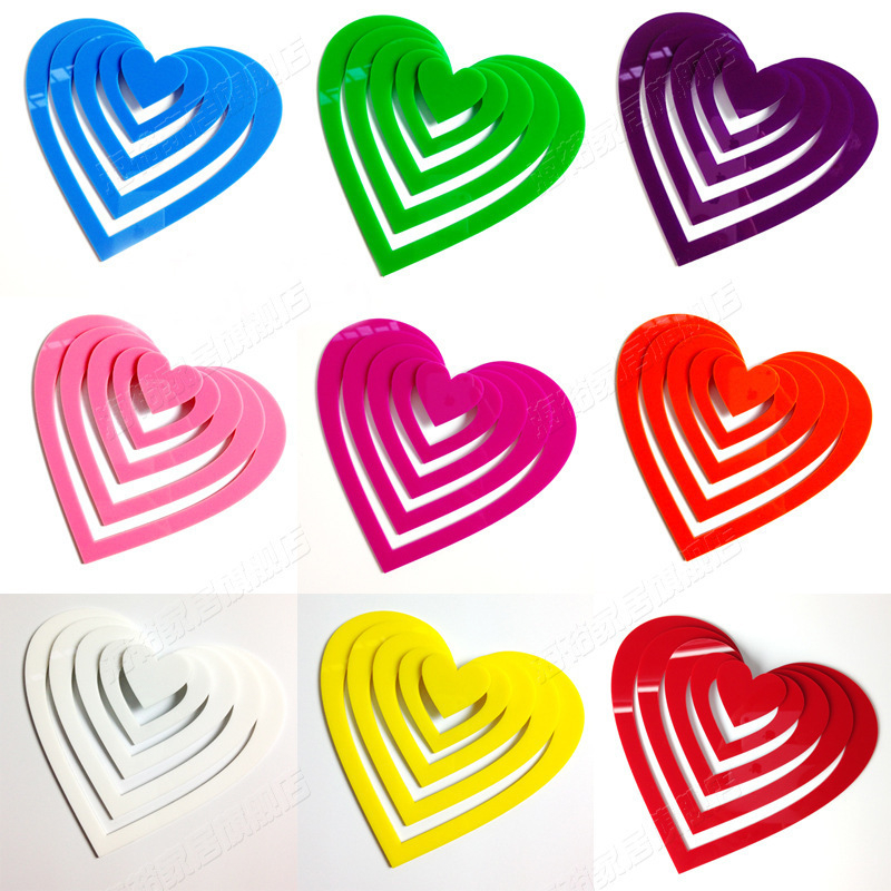 Autocolant de perete inimă din acrilic, pentru sufragerie, set de 5 bucăți, rezistent la apă