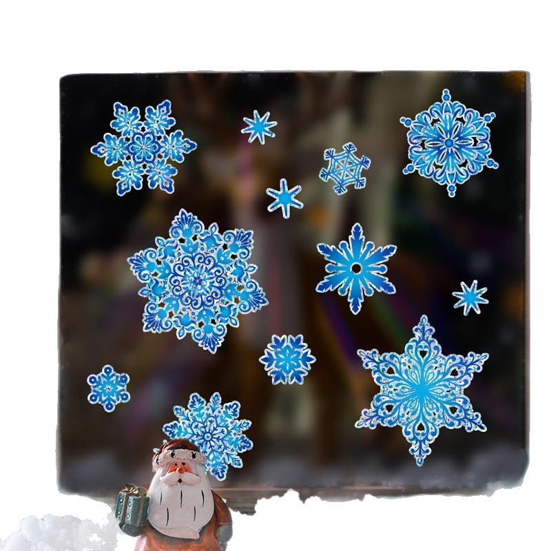 Folie decorativă pentru fereastră cu fulg de zăpadă – folie electrostatică, decorațiune pentru ferestre, imprimare pe ambele fețe, set de 5+ bucăți, potrivit pentru living, dormitor, birou