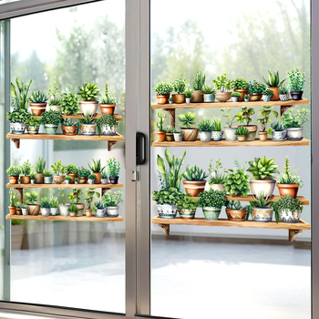 Sticker decorativ de perete din PVC cu plantă 3D, stil Nordic, impermeabil, pentru living, dormitor, restaurant, intrare, balcon (1 bucată)