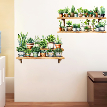 Sticker decorativ de perete din PVC cu plantă 3D, stil Nordic, impermeabil, pentru living, dormitor, restaurant, intrare, balcon (1 bucată)