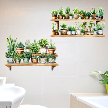 Sticker decorativ de perete din PVC cu plantă 3D, stil Nordic, impermeabil, pentru living, dormitor, restaurant, intrare, balcon (1 bucată)