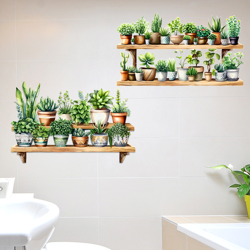 Sticker decorativ de perete din PVC cu plantă 3D, stil Nordic, impermeabil, pentru living, dormitor, restaurant, intrare, balcon (1 bucată)