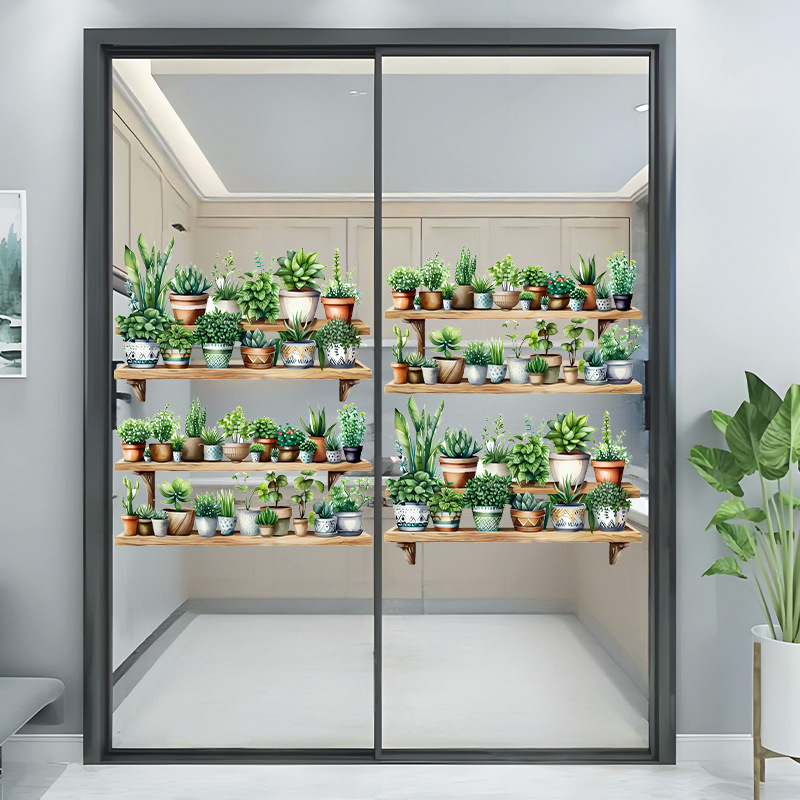 Sticker decorativ de perete din PVC cu plantă 3D, stil Nordic, impermeabil, pentru living, dormitor, restaurant, intrare, balcon (1 bucată)