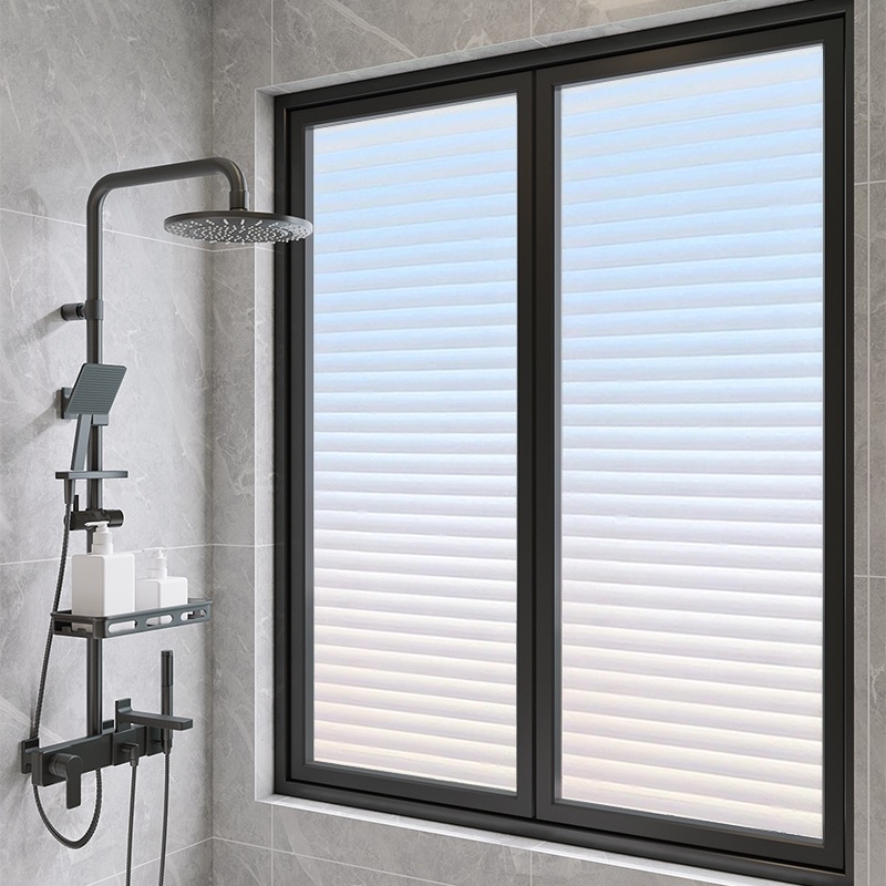 Folie PVC de intimitate pentru sticlă – model grilă, stil modern minimalist, pentru ferestre și uși