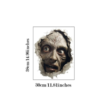 Halloween Strašno Zombi Lice – zidna naljepnica, vodootporan PVC, dekor za staklena prozora