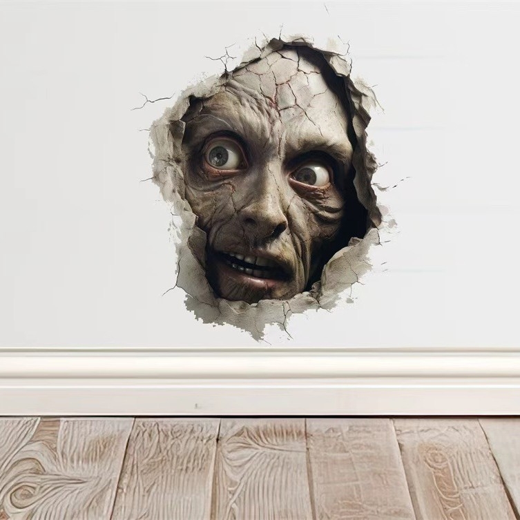 Halloween Strašno Zombi Lice – zidna naljepnica, vodootporan PVC, dekor za staklena prozora