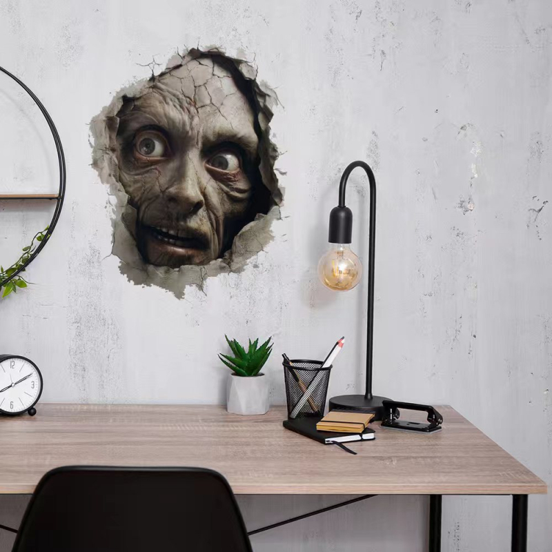 Halloween Strašno Zombi Lice – zidna naljepnica, vodootporan PVC, dekor za staklena prozora