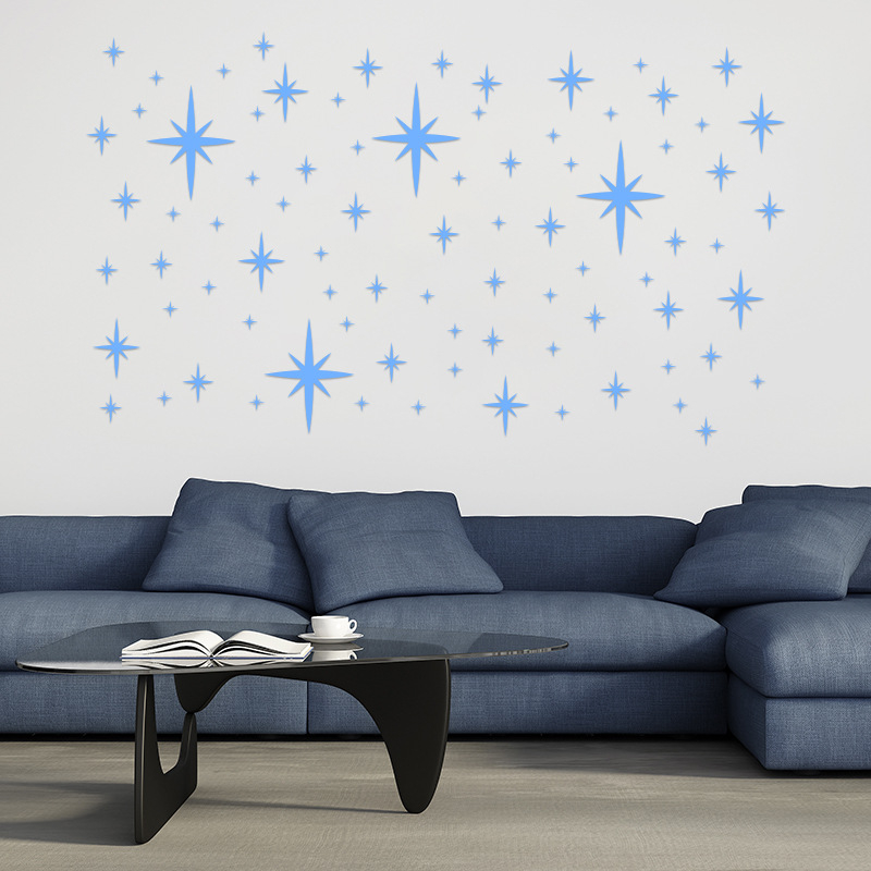 Autocolant oglindă din acril, stea cu cinci colțuri, 5 bucăți, autocolant decorativ pentru tavan, stil modern minimalist