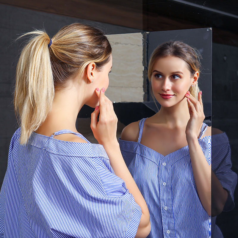 Sticker oglindă pentru perete, autocolant, două piese, PET, stil modern minimalist, pentru baie și garderobă, model 20994278997