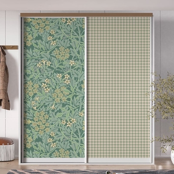 Stickere de renovare pentru dulap de sticlă, model floral plante, material PVC, autoadezive, impermeabile, sufragerie