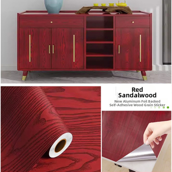 Folie autocolantă cu aspect lemn pentru renovarea mobilierului — suprafață simulată din lemn, stil modern minimalist, potrivită pentru uși, rame, dulapuri și birouri