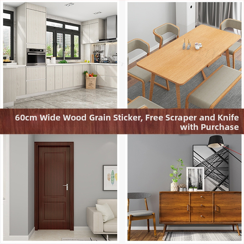 Kleepuv vineeri kleebis mööbli renoveerimiseks — simulatsiooniline puidupind, kaasaegne minimalistlik stiil, sobib ustele, karkassidele, kappidele ja lauale