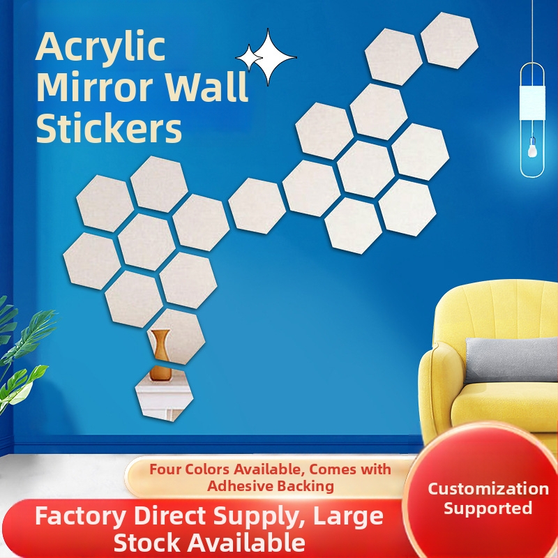 Pašlīmējošās akrila spoguļu sienu uzlīmes – DIY komplekts dzīvojamai istabai, guļamistabai un ieejai – kombinācijas veids, 3D sienu dekors