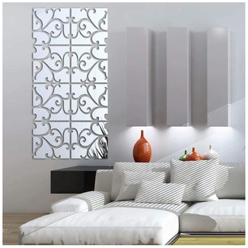 3D akril tükrös falikép matrica a nappaliba - öntapadó, vízálló, penészálló, dekoratív háttér