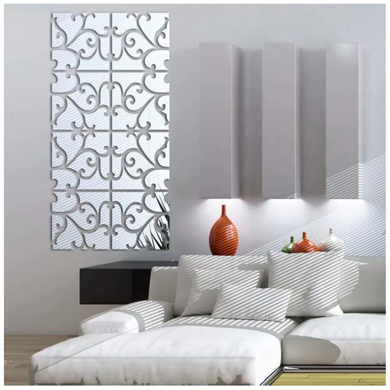 3D akril tükrös falikép matrica a nappaliba - öntapadó, vízálló, penészálló, dekoratív háttér