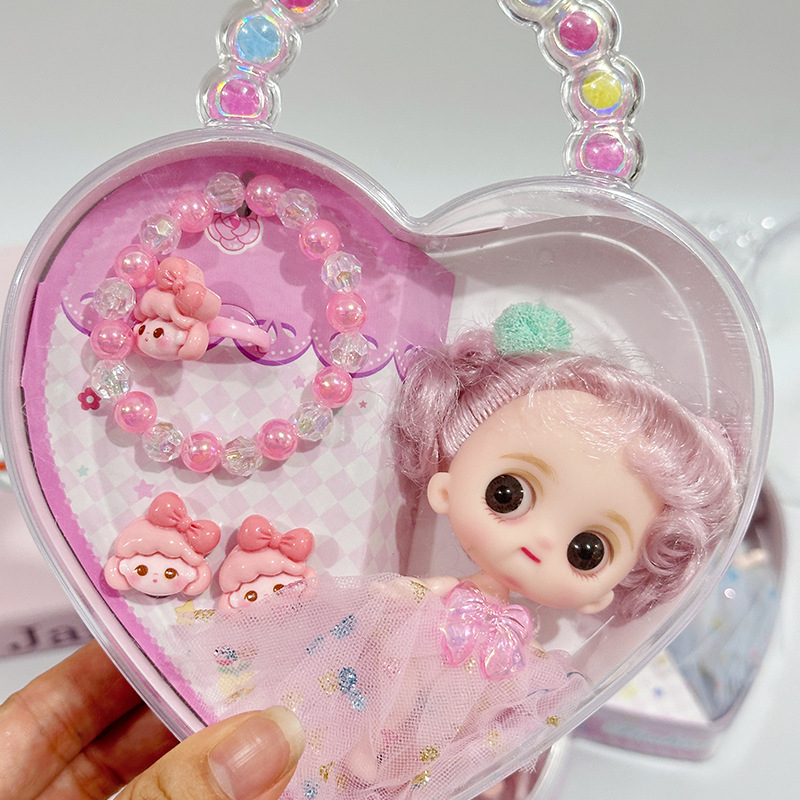 Dječji set nakita s temom princeze: ogrlica, kopča za kosu, diadem/čelenka, gumica za kosu, narukvica, prsten, naušnice, češalj, ogledalo; crtani stil; plastika/smola; završni premaz boje; dobna skupina 0-3, 3-6, 6-10 godina