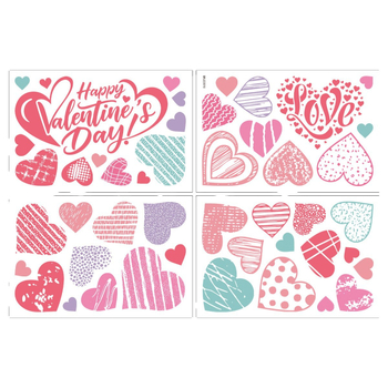 Srcolike PVC naljepnice za zid – 4 komada, dekorativne zidne naljepnice, stil ogledalo (PVC; Heart shape; 4 pieces; Decorative wall stickers; Mirror)