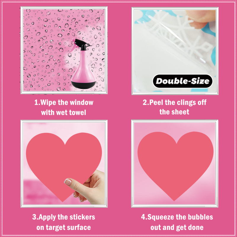 Srcolike PVC naljepnice za zid – 4 komada, dekorativne zidne naljepnice, stil ogledalo (PVC; Heart shape; 4 pieces; Decorative wall stickers; Mirror)