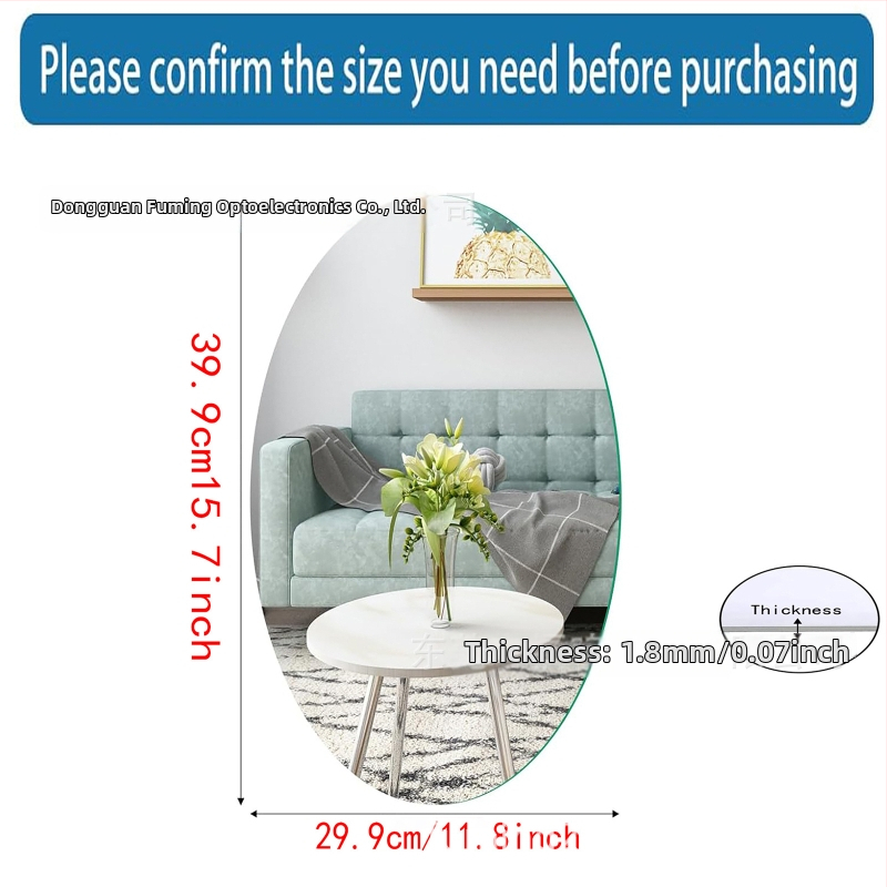 Ovālais akrila sienas spogulis – PS materiāls, pašlīmējošs, uzstādīšana bez urbšanas, vienkāršs stils, piemērots viesistabai, guļamistabai, restorānam un komerciāliem telpām