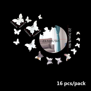 Sticker de perete 3D cu fluture, oglindă acrilică, impermeabil, autoadeziv, pentru dormitor, stil modern minimalist (Material: Acrilic; Tip: Sticker de perete impermeabil; Spațiu: Dormitor; Stil: Modern și minimalist; Piese: 1)