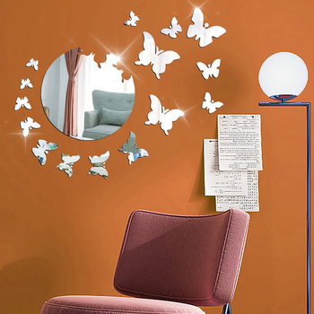 Sticker de perete 3D cu fluture, oglindă acrilică, impermeabil, autoadeziv, pentru dormitor, stil modern minimalist (Material: Acrilic; Tip: Sticker de perete impermeabil; Spațiu: Dormitor; Stil: Modern și minimalist; Piese: 1)