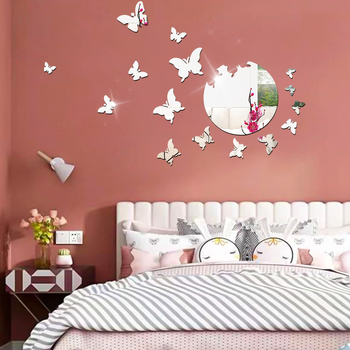 Sticker de perete 3D cu fluture, oglindă acrilică, impermeabil, autoadeziv, pentru dormitor, stil modern minimalist (Material: Acrilic; Tip: Sticker de perete impermeabil; Spațiu: Dormitor; Stil: Modern și minimalist; Piese: 1)