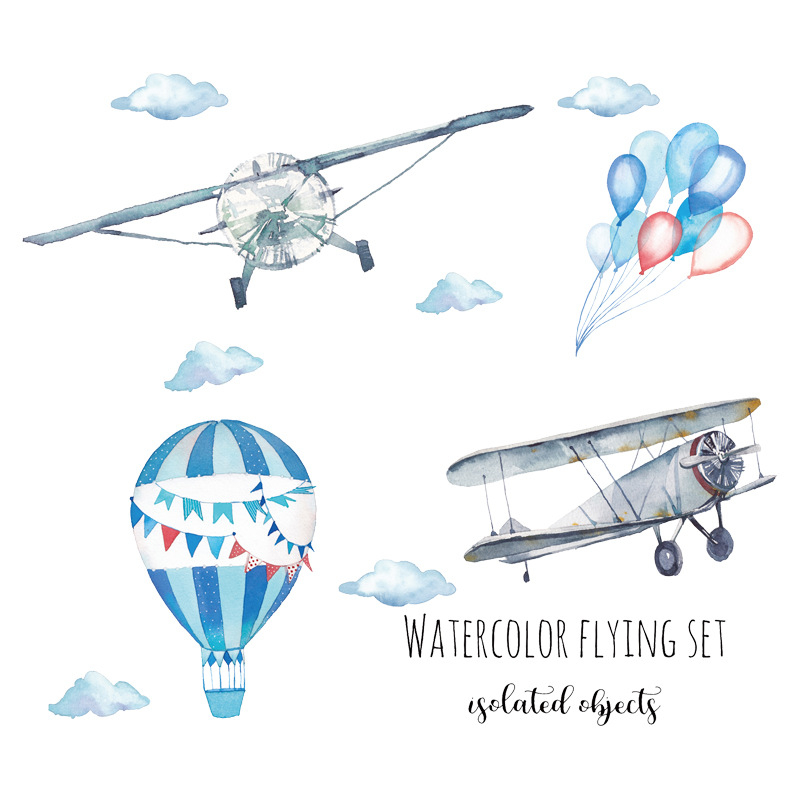 Autocolant de perete cu motiv avion desen animat, PVC, 1 bucată, rezistent la apă, decorativ