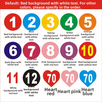 Autocolant de perete din PVC impermeabil cu numere digitale pentru concurs de dans, 2 coli, oglindă