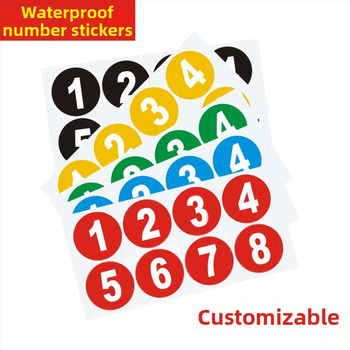 Autocolant de perete din PVC impermeabil cu numere digitale pentru concurs de dans, 2 coli, oglindă