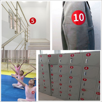 Autocolant de perete din PVC impermeabil cu numere digitale pentru concurs de dans, 2 coli, oglindă