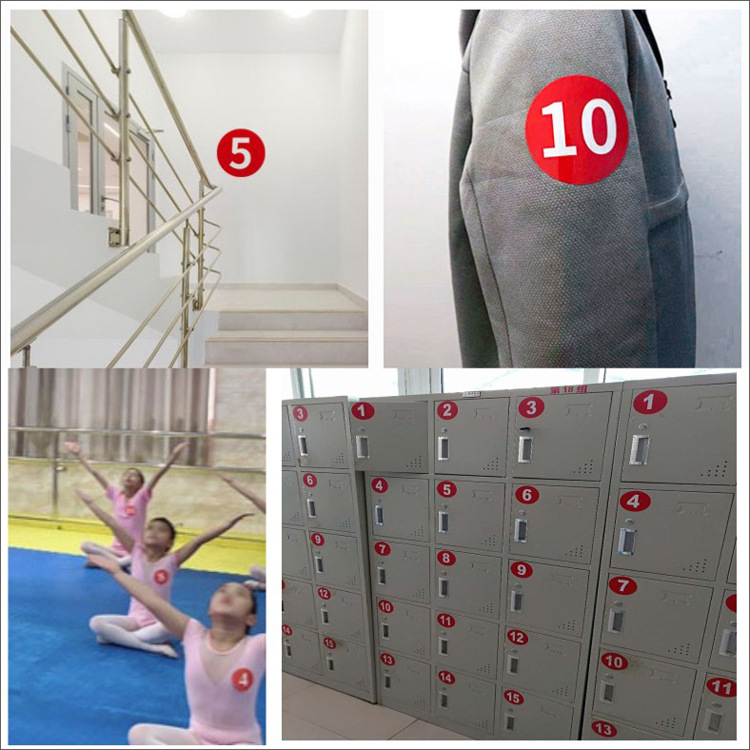 Autocolant de perete din PVC impermeabil cu numere digitale pentru concurs de dans, 2 coli, oglindă