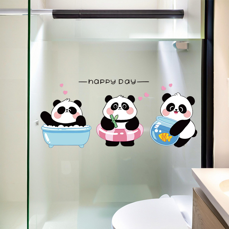 Sticker de perete din plastic – impermeabil, decorativ cu animale drăguțe; potrivit pentru baie sau intrare; stil desen animat, design plat; un singur exemplar