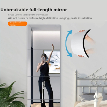 Akrila sienas spogulis ar pašlīmējošu uzlīmēšanu, 1 gab., vienkāršs stils, piemērots guļamistabai, studentu kopmītnēm un dzīvojamām telpām