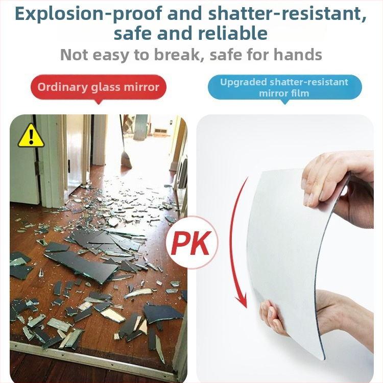 Akrila pašlīmējošs sienas spogulis — vienkāršs stils, HD atspoguļojums, piemērots dzīvojamajai istabai, guļamistabai, studijai, vannas istabai, ieejai un tirdzniecības telpām