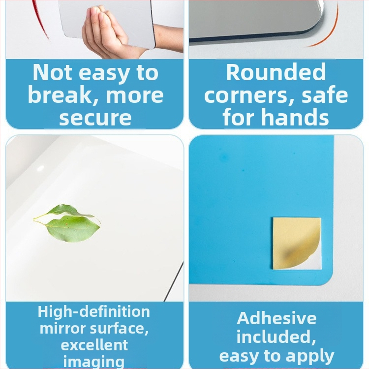 Akrila pašlīmējošs sienas spogulis — vienkāršs stils, HD atspoguļojums, piemērots dzīvojamajai istabai, guļamistabai, studijai, vannas istabai, ieejai un tirdzniecības telpām