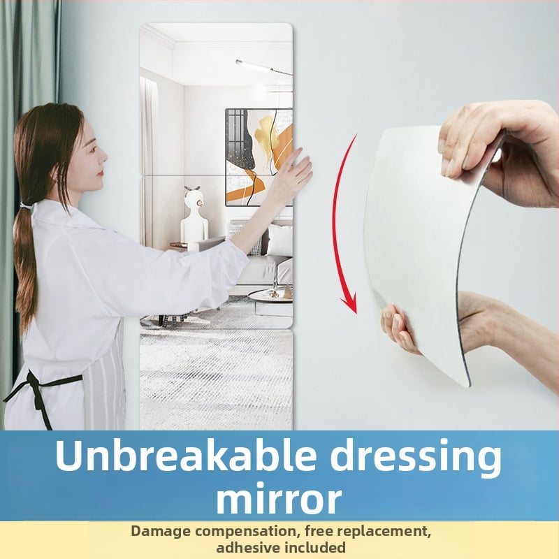 Акрилно самозалепващо стеново огледало — прост стил, HD отражение, подходящо за дневна, спалня, кабинет, баня, антре и търговски помещения