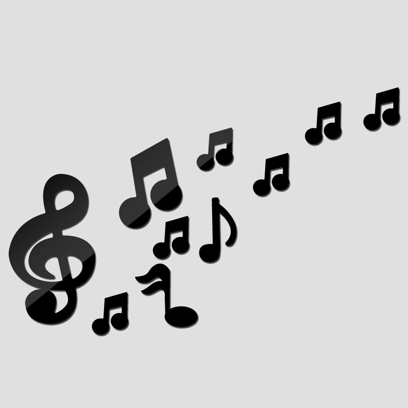 Autocolant decorativ 3D din acril cu notă muzicală și oglindire pentru dormitor și sufragerie, fundal TV — modelul 3377712; rezistent la umezeală; rezistent la molii; anti-murdărie; mucegai rezistent