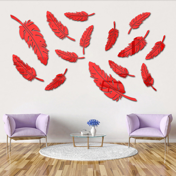 Autocolant decorativ de perete Feather mirror 3D, acrilic, autocolant de perete grafiti, spații: living, dormitor, birou, restaurant, spații comerciale, stil desen animat, tridimensional, model 21787957515