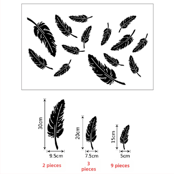 Autocolant decorativ de perete Feather mirror 3D, acrilic, autocolant de perete grafiti, spații: living, dormitor, birou, restaurant, spații comerciale, stil desen animat, tridimensional, model 21787957515