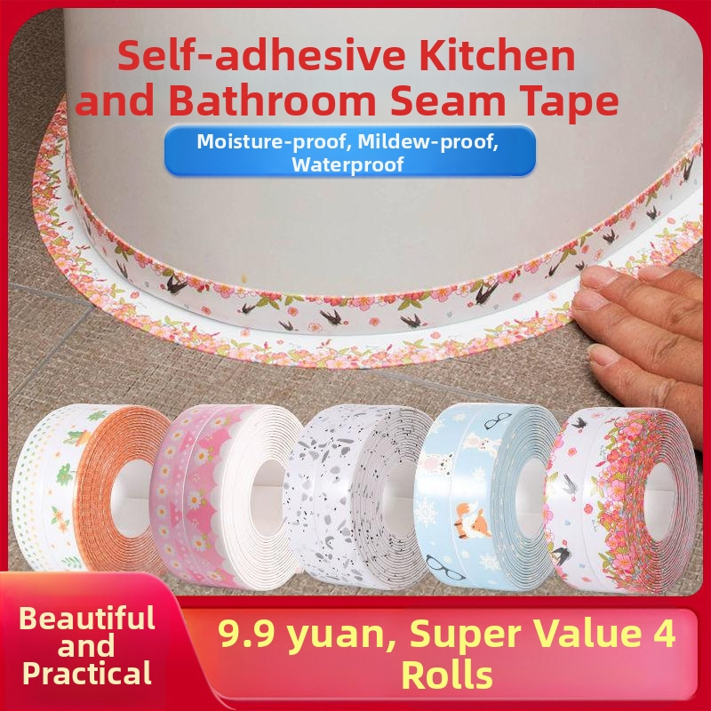 PVC vannas malas dekoratīvā lente – ūdensdroša, pelējuma izturīga, pašlīmējoša, moderns minimālisma stils vannas istabai