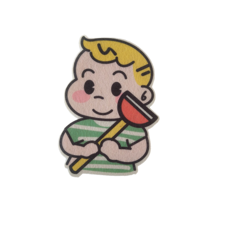 Pašlīmējošs tualetes noformējums ar karikatūras motīvu, atsvaidzinošs aromāts, filca materiāls, karikatūras stils, pielāgošana pieejama