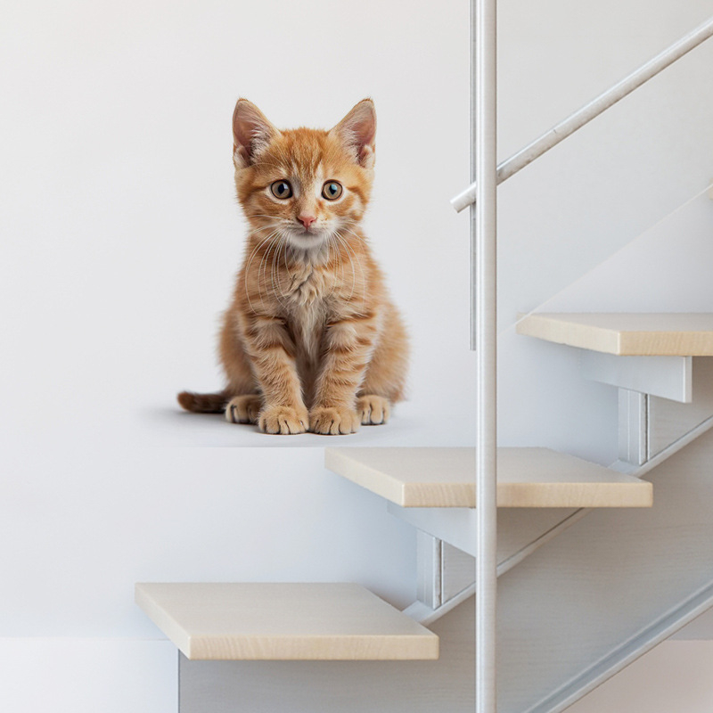 PVC самозалепващ 3D котешки тоалетен стикер за баня, серия котки, стил карикатура